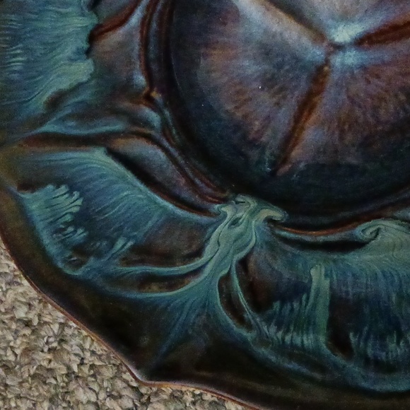 Vintage Bill Campbell glazed scalloped triple petal lotus pottery bowl - Picture 3 of 8